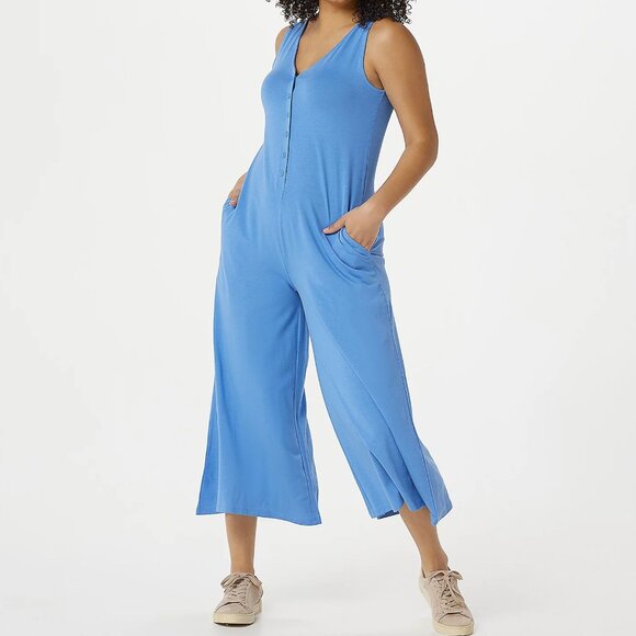 AnyBody Cozy Knit Luxe Button Down Sleeveless Jumpsuit. 14569 - Picture 1 of 1